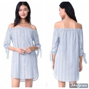 Madewell striped off shoulder dress. Size XS